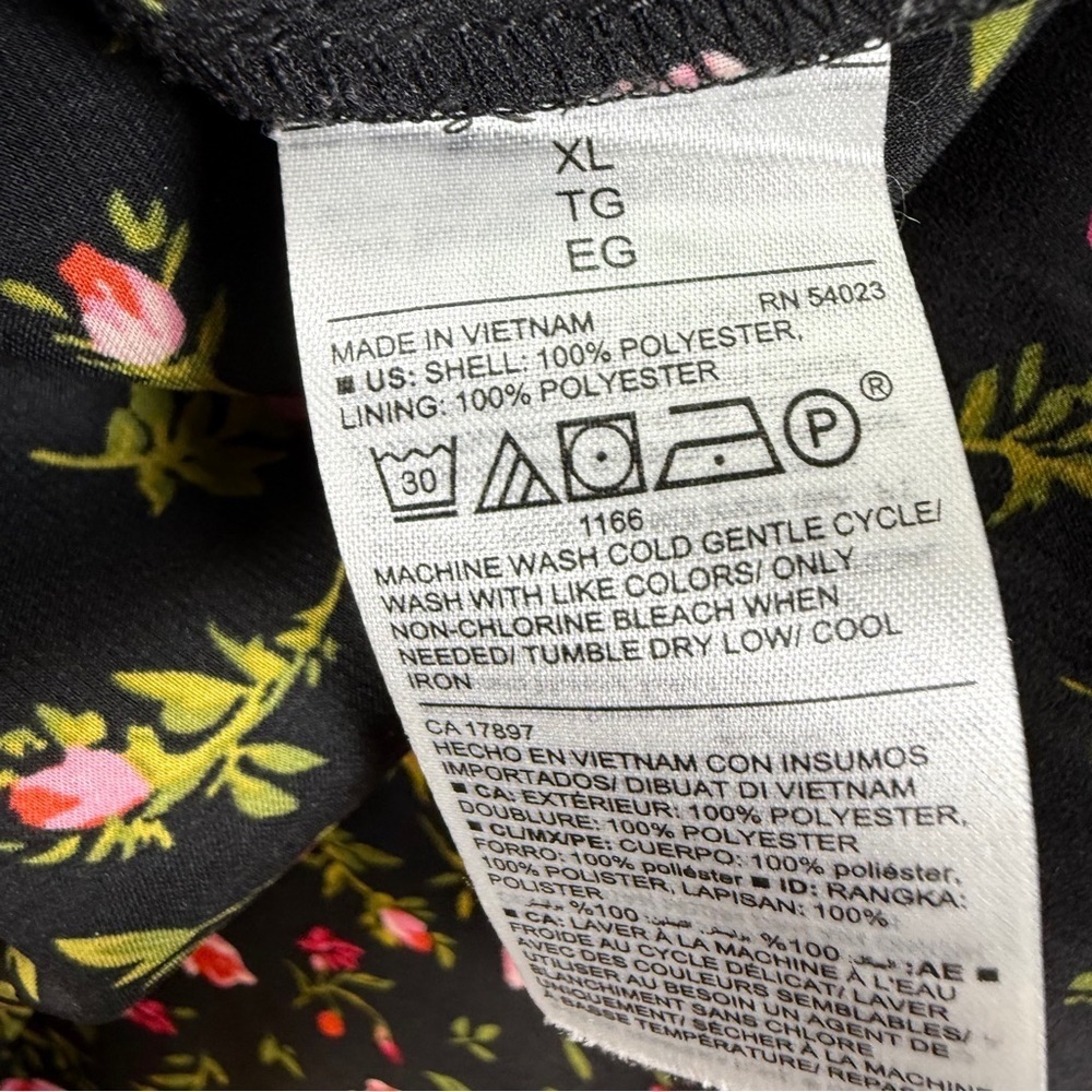 Old Navy Black Dress Size XL Floral Accents Long Sleeve - Picture 7 of 7